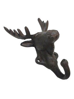 Cast Iron Moose Deer Wall Hook Key Rack Coat Rack Rustic Forest Brown Finish